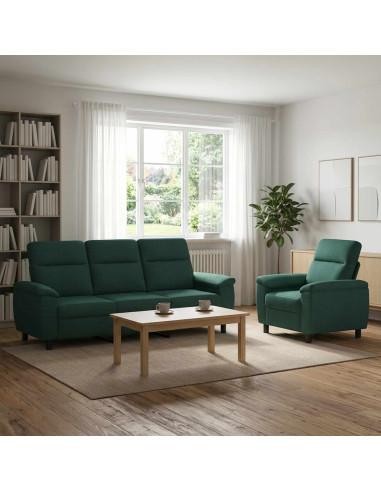 Set di divani 2 pcs Verde Scuro Tessuto