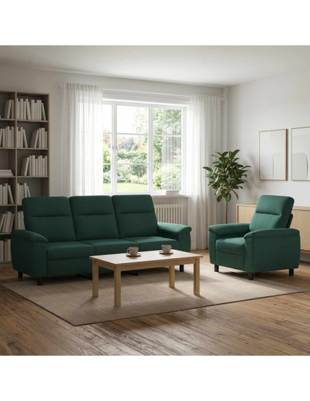 Set di divani 2 pcs Verde Scuro Tessuto