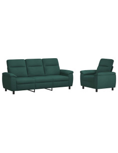 Set di divani 2 pcs Verde Scuro Tessuto 2