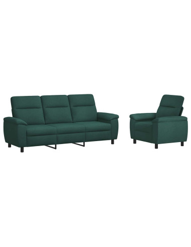 Set di divani 2 pcs Verde Scuro Tessuto