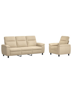Set di divani 2 pcs Crema Tessuto 2