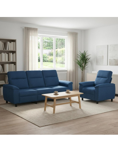 Set di divani 2 pcs Blu Tessuto