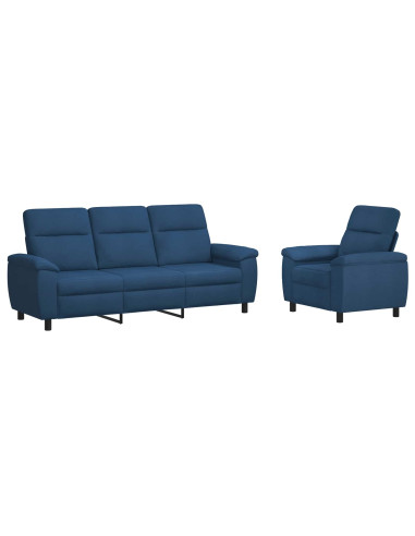 Set di divani 2 pcs Blu Tessuto