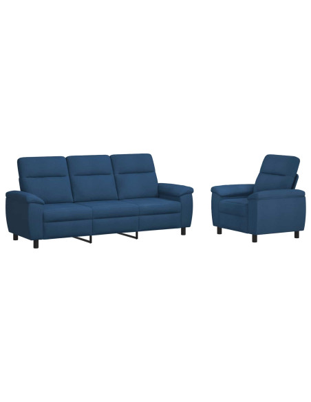 Set di divani 2 pcs Blu Tessuto