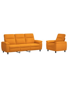 Set di divani 2 pcs Giallo Scuro Tessuto 2