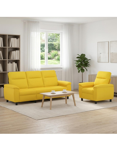 Set di divani 2 pcs Giallo Chiaro Tessuto
