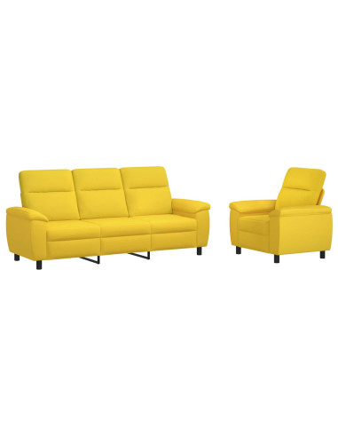 Set di divani 2 pcs Giallo Chiaro Tessuto