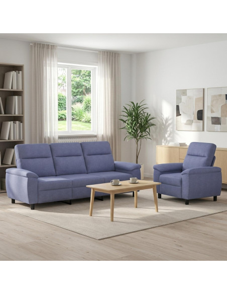 Set di divani 2 pcs Blu jeans Tessuto