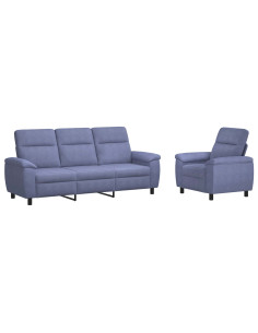 Set di divani 2 pcs Blu jeans Tessuto 2