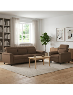 Set di divani 2 pcs Marrone Tessuto