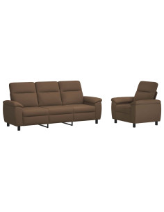 Set di divani 2 pcs Marrone Tessuto 2