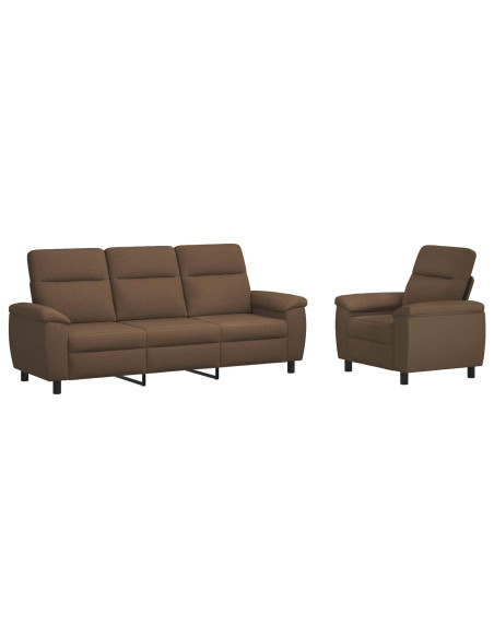 Set di divani 2 pcs Marrone Tessuto