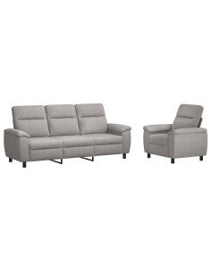 Set di divani 2 pcs Grigio Nuvola Tessuto 2