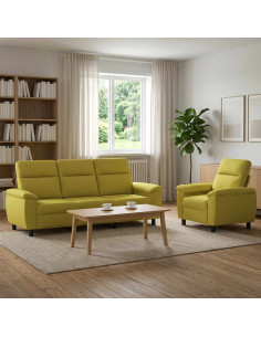 Set di divani 2 pcs Verde chiaro Tessuto