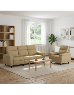 Set di divani 2 pcs Marrone Chiaro Tessuto