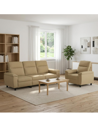 Set di divani 2 pcs Marrone Chiaro Tessuto