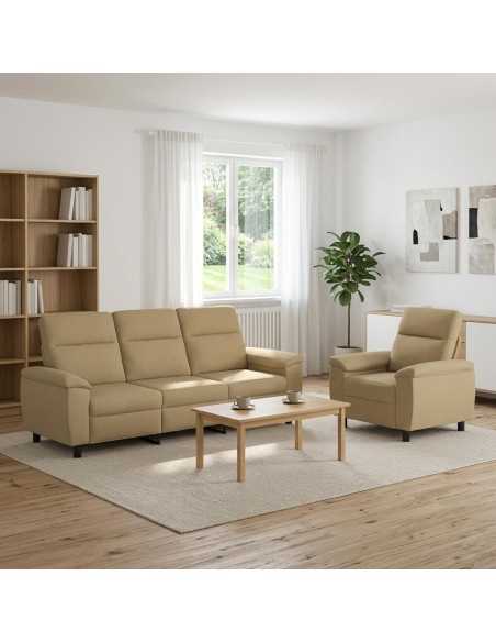Set di divani 2 pcs Marrone Chiaro Tessuto