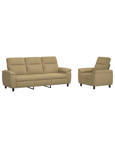 Set di divani 2 pcs Marrone Chiaro Tessuto