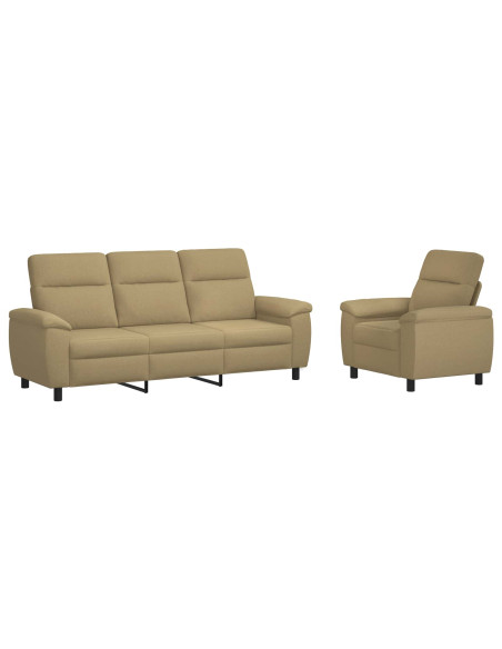 Set di divani 2 pcs Marrone Chiaro Tessuto