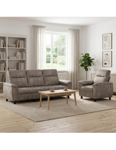 Set di divani 2 pcs Grigio Chiaro Pelle Scamosciata Sintetica