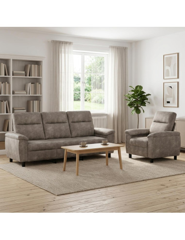 Set di divani 2 pcs Grigio Chiaro Pelle Scamosciata Sintetica