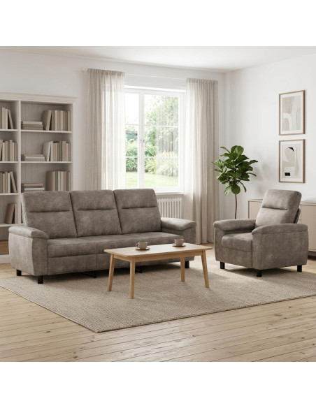 Set di divani 2 pcs Grigio Chiaro Pelle Scamosciata Sintetica