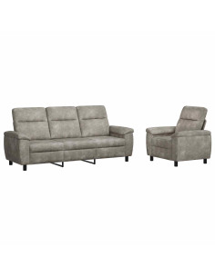Set di divani 2 pcs Grigio Chiaro Pelle Scamosciata Sintetica 2