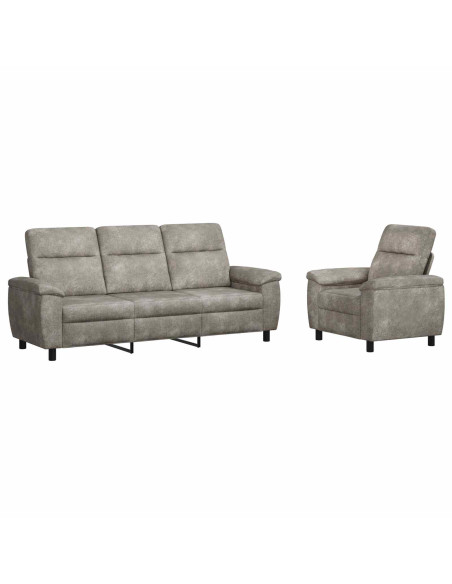 Set di divani 2 pcs Grigio Chiaro Pelle Scamosciata Sintetica