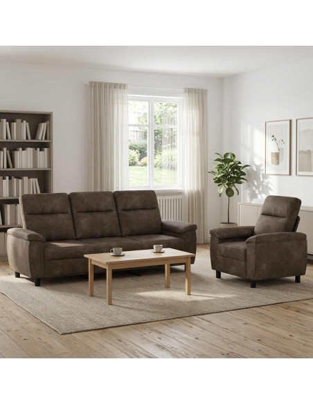 Set di divani 2 pcs Grigio Scuro Pelle Scamosciata Sintetica