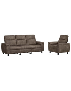 Set di divani 2 pcs Grigio Scuro Pelle Scamosciata Sintetica 2