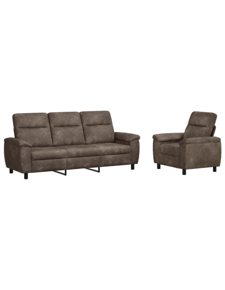 Set di divani 2 pcs Grigio Scuro Pelle Scamosciata Sintetica