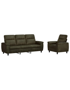 Set di divani 2 pcs Verde militare Pelle Scamosciata Sintetica 2