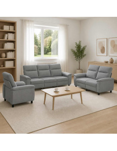 Set di divani 3 pcs Grigio Chiaro Tessuto