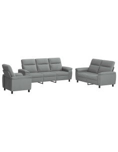Set di divani 3 pcs Grigio Chiaro Tessuto 2