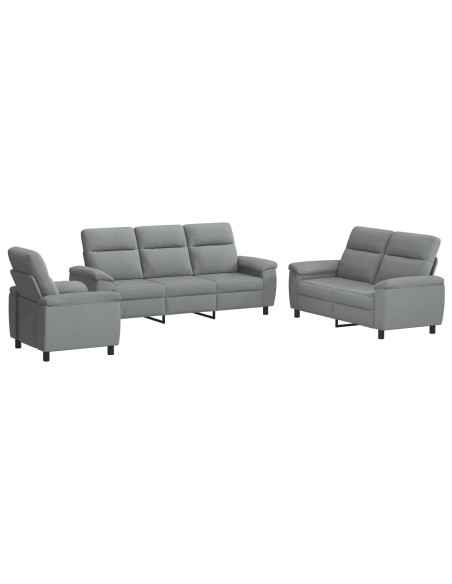 Set di divani 3 pcs Grigio Chiaro Tessuto
