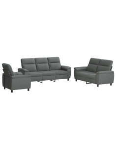 Set di divani 3 pcs Grigio Scuro Tessuto 2