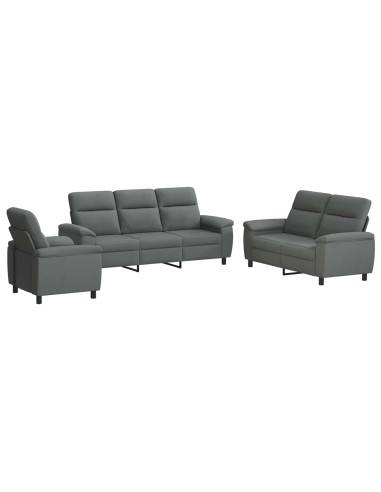 Set di divani 3 pcs Grigio Scuro Tessuto