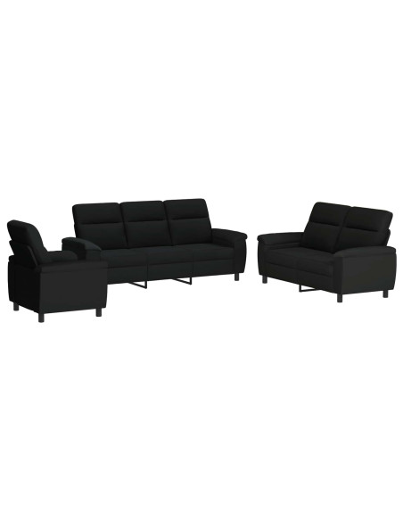 Set di divani 3 pcs Nero Tessuto