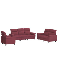 Set di divani 3 pcs Rosso Vino Tessuto 2