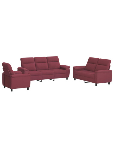 Set di divani 3 pcs Rosso Vino Tessuto
