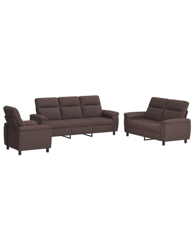 Set di divani 3 pcs Marrone Scuro Tessuto