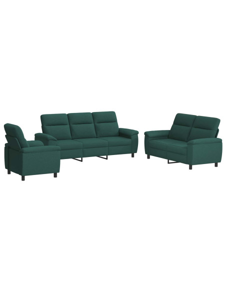 Set di divani 3 pcs Verde Scuro Tessuto