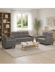Set di divani 3 pcs Tortora Tessuto