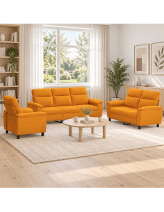 Set di divani 3 pcs Giallo Scuro Tessuto