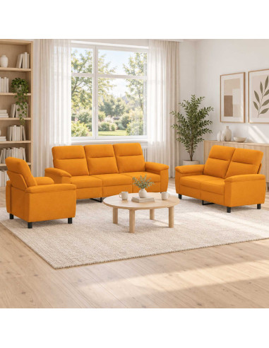 Set di divani 3 pcs Giallo Scuro Tessuto