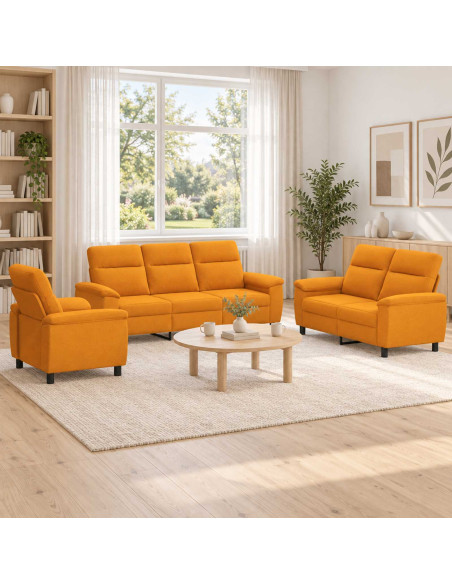 Set di divani 3 pcs Giallo Scuro Tessuto