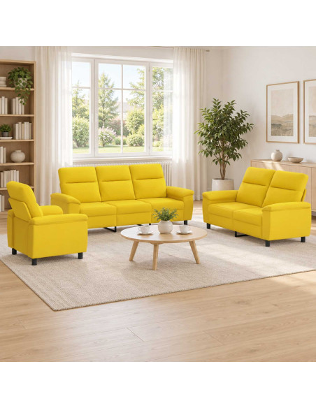 Set di divani 3 pcs Giallo Chiaro Tessuto