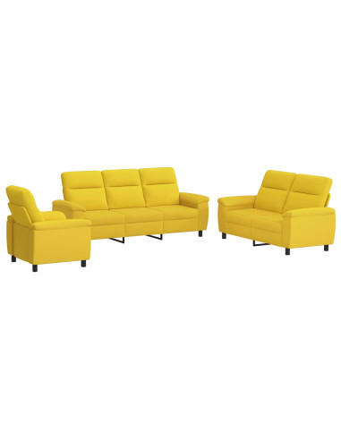 Set di divani 3 pcs Giallo Chiaro Tessuto
