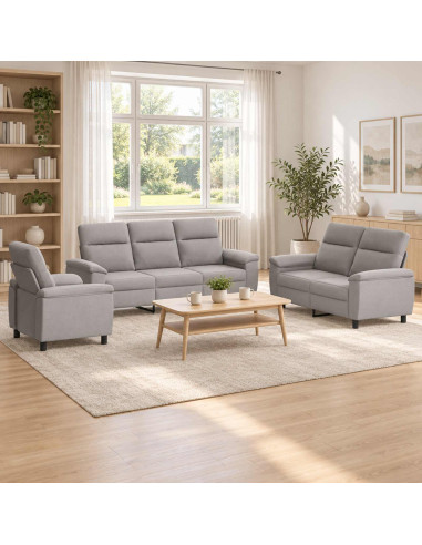 Set di divani 3 pcs Grigio Nuvola Tessuto