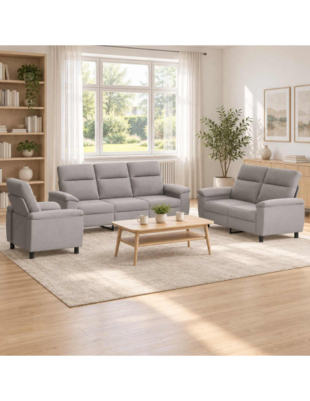 Set di divani 3 pcs Grigio Nuvola Tessuto